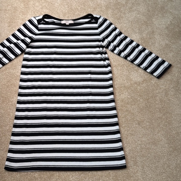 Loft Black & Cream Striped Dress - Picture 3 of 8